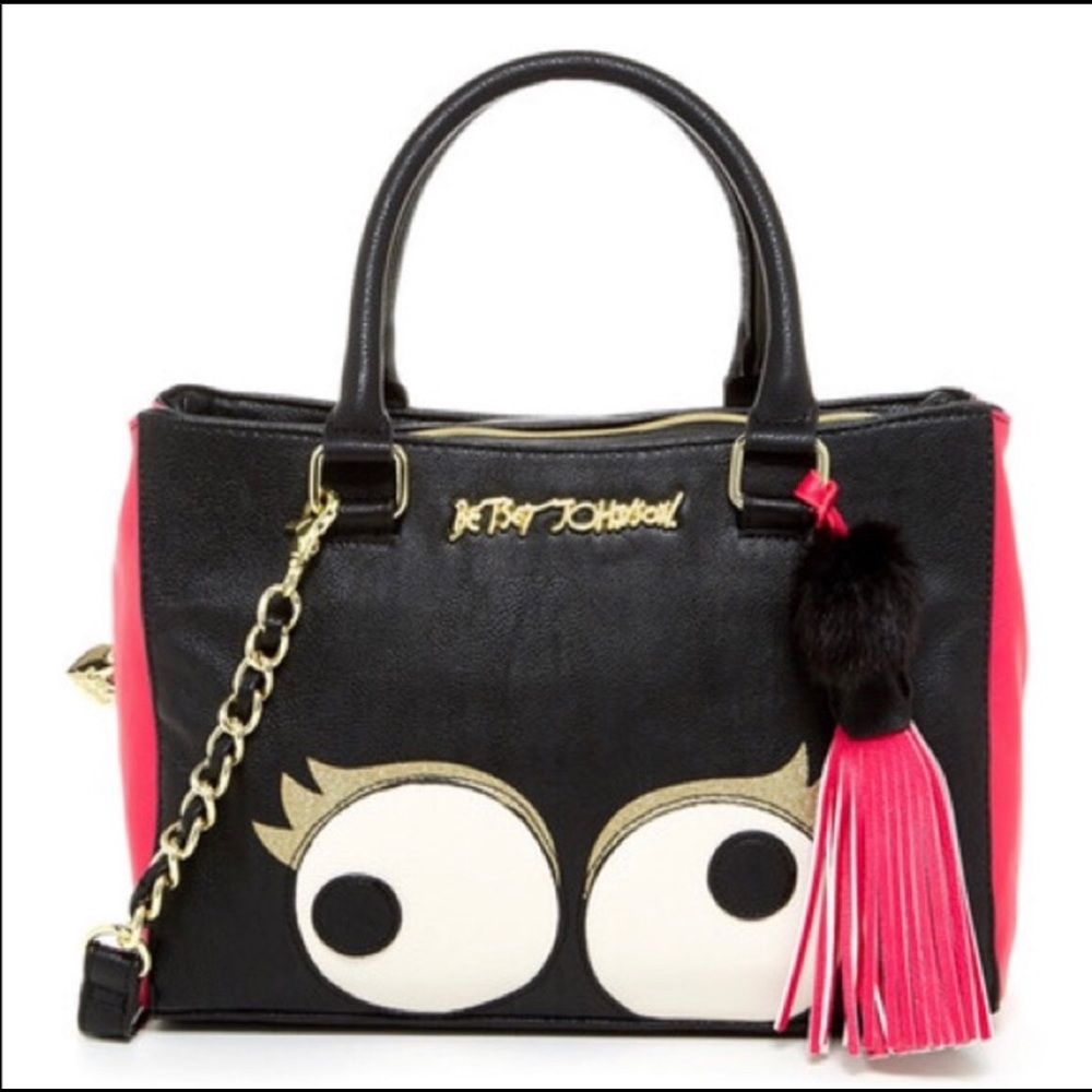 Betsey Johnson Monster Eyes Purse Pink black gold